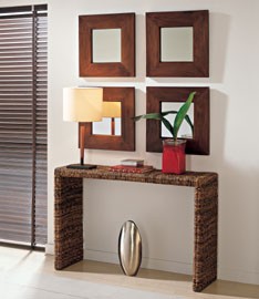 Consola de rattan y espejos de teca. Ref, 0072.jpg